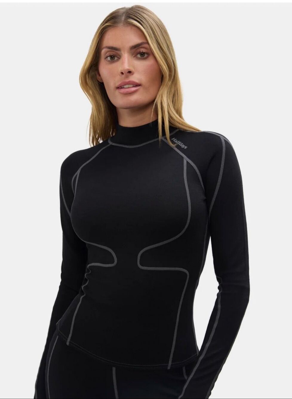 Halfdays Fay Midweight Merino Wool Base Layer Top Black Ski S